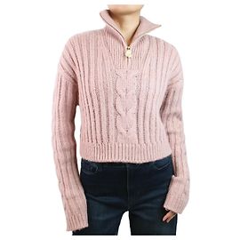 Nanushka Rosa Pullover mit Zopfmuster und Reißverschluss – Größe XS Pink