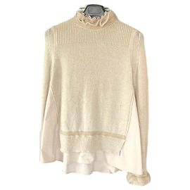 Moncler-Pullover mit Spitzenkragen und Henkeln Aus weiß