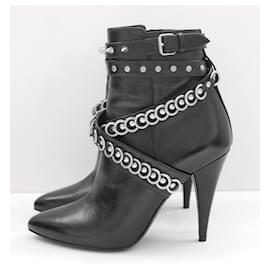 Saint Laurent-Saint Laurent Fetish 105 ring studded ankle boots-Black