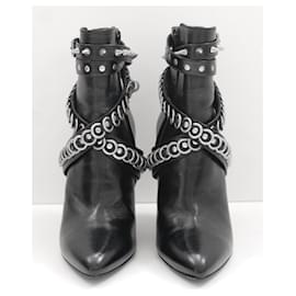 Saint Laurent-Saint Laurent Fetish 105 ring studded ankle boots-Black