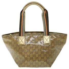 Gucci-GUCCI GG Crystal Shoulder Bag Coated Canvas Gold Orange 131228 auth 51638-Golden,Orange