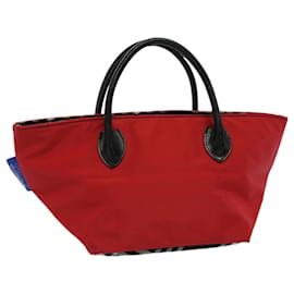 Autre Marque-Burberrys Nova Check Blue Label Hand Bag Nylon Red Auth bs7581-Red