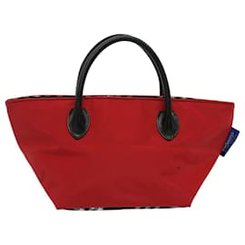 Autre Marque-Burberrys Nova Check Blue Label Hand Bag Nylon Red Auth bs7581-Red