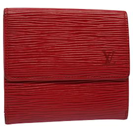 Louis Vuitton-LOUIS VUITTON Epi Porte Monnaie Billets Cartes Credit Wallet M63487 Auth 51290-Rot