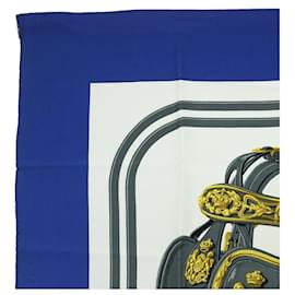 Hermès-HERMES CARRE 90 Pañuelo NOVIAS de GALA Seda Azul Beige Auth 51321-Azul,Beige