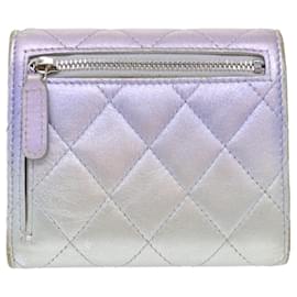 Chanel-CHANEL Matelasse Gradation Wallet Lamb Skin Silver CC Auth yk8212-Silvery