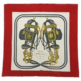 Hermès HERMES CARRE 90 BRIDES de GALA Sciarpa Seta Rossa Auth 51348 Rosso