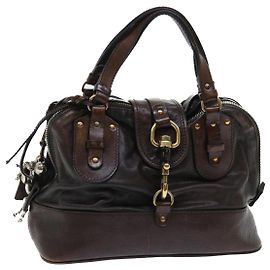 Chloé Bolsa Chloe Kerala Couro Marrom Auth bs7665 Marrom