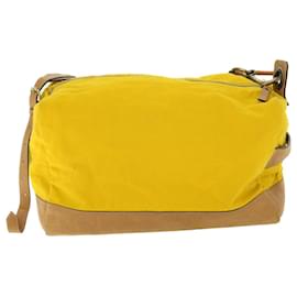Burberry-BURBERRY Shoulder Bag Canvas Leather Yellow Auth bs7538-Yellow