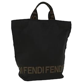 Fendi-FENDI Cabas Nylon Noir Auth bs7442-Noir