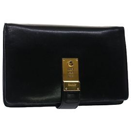 BALLY Clutch Bag Leder Schwarz Auth bs7387 Schwarz
