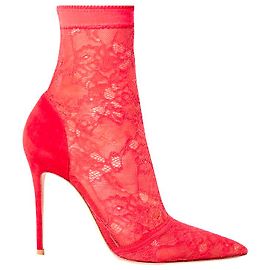 Gianvito rossi 105 stretch-lace and suede sock boots Red