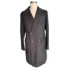 Autre Marque-Piacenza 1733 - Dark grey chevron cashmere coat-Dark grey