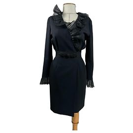 Guy Laroche Black Wool Blend Dress Black