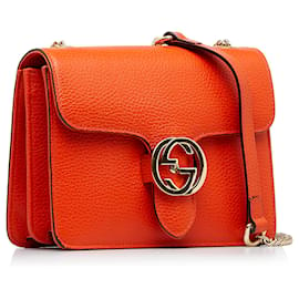 Gucci-Borsa a tracolla Gucci con doppia G intrecciata con dollaro arancione piccolo-Arancione