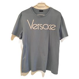 Camiseta Versace de algodão azul Azul