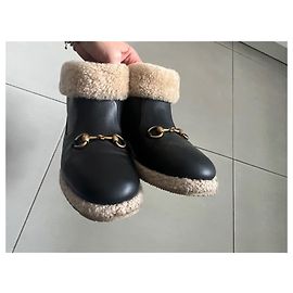 Gucci Leather Ankle Boots Black Black