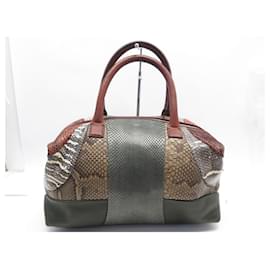 Céline-CELINE WEEKEND PATCHWORK HANDBAG IN PYTHON LEATHER TRAVEL HAND BAG PURSE-Multiple colors