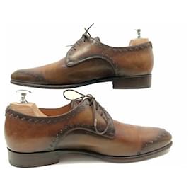 Berluti-BERLUTI DERBY SHOES 3 carnations 0048 7 41 BROWN LEATHER PATINA SHOES-Brown