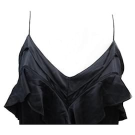 Saint Laurent-SAINT LAURENT DRESS WITH GATHERING 488665 M 38 BLACK SILK DRESS-Black