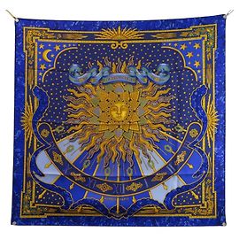 Hermès BUFANDA CUADRADA HERMES CARPE DIEM METZ 90CM EN PAÑUELO DE SEDA AZUL Azul