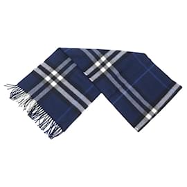 Burberry-NEW BURBERRY CHECK CLASSIC TARTAN CASHMERE BLUE SCARF NEW SCARF-Navy blue