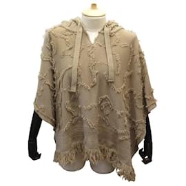 Christian Dior-NEW CHRISTIAN DIOR PONCHO WITH FRINGES 014C10I HAVE034 M CASHMERE JACKET JACKET-Cream