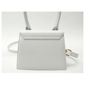 Jacquemus-JACQUEMUS LE CHIQUITO CROSSBODY HANDBAG IN WHITE LEATHER HAND BAG PURSE-White