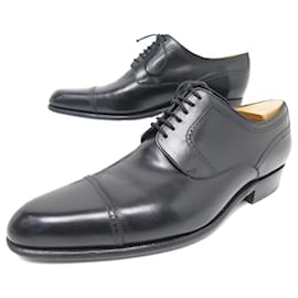 JM Weston-JM WESTON RICHELIEU GRAPHIC SHOES 446 8E 42 L BLACK LEATHER LEATHER SHOES-Black