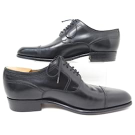 JM Weston-JM WESTON RICHELIEU GRAPHIC SHOES 446 8E 42 L BLACK LEATHER LEATHER SHOES-Black