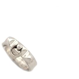 Hermès-HERMES RING COLLIER DE CHIEN MEDOR PM T57 Solid silver 4.9G + RING BOX-Silvery