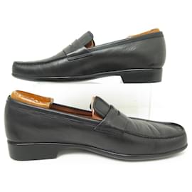 JM Weston-JM WESTON SHOES 625 6.5D 40.5 SUMMER LEATHER MOCCASINS LOAFERS-Black