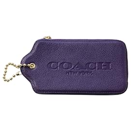 Coach-Coach Hangtag Wristlet Wallet in Navy Blue Leather-Navy blue