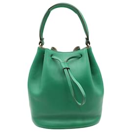 Anya Hindmarch-Anya Hindmarch Tasseled Bucket Bag in Green Leather -Green