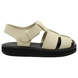 The row-Sandalias de pescador The Row en piel color marfil-Blanco,Crudo