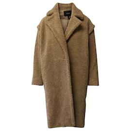 Maje-Maje Teddy Oversized Coat in Tan Polyester-Brown,Beige