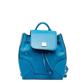 MCM-Mini Claudia Studded Backpack-Blue