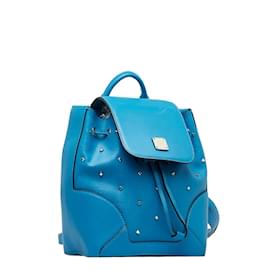 MCM-MCM Mini Claudia Studded Backpack Toile Sac à dos en bon état-Bleu