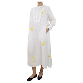 Autre Marque-Thierry Colson Vestido midi blanco con bordado floral - Talla M-Blanco