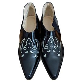 Paco Rabanne cowboy boots Black White