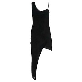 Autre Marque Michelle Mason Schwarzes asymmetrisches Devore-Kleid Schwarz