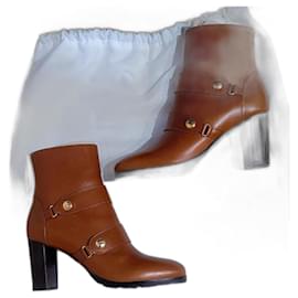 Longchamp-botas de tornozelo-Castanho escuro