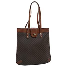 Céline-CELINE Bolso de hombro de lona de macadán Cuero de PVC Marrón Auth bs7491-Castaño