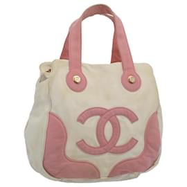 Chanel-CHANEL Hand Bag Canvas Pink White CC Auth bs7580-Pink,White