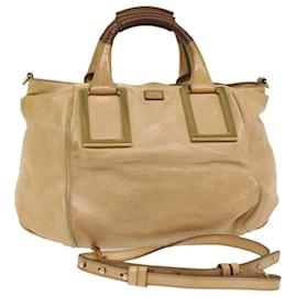 Chloé-Chloe Etel Bolso De Mano Piel Beige Auth 51467-Beige