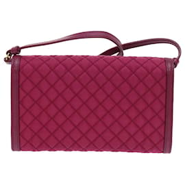 Prada-PRADA Quilted Shoulder Wallet Nylon Pink Auth 51883-Pink