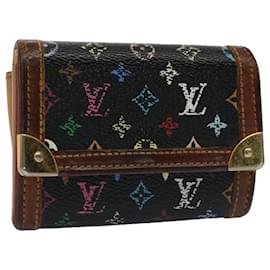 Louis Vuitton-Monedero Porte Monnaie Plat multicolor con monograma de LOUIS VUITTON M92656 Bases de autenticación de LV7684-Negro
