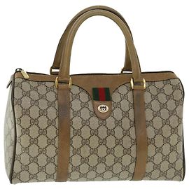 GUCCI GG Canvas Web Sherry Line Handtasche PVC Leder Beige Rot Grün Auth 51854 Rot Beige Grün