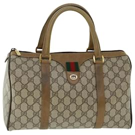 Gucci-GUCCI GG Canvas Web Sherry Line Sac à main en cuir PVC Beige Rouge Vert Auth 51854-Rouge,Beige,Vert