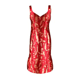 Vivienne Westwood-Vestido de seda jacquard con etiqueta roja de Vivienne Westwood-Roja